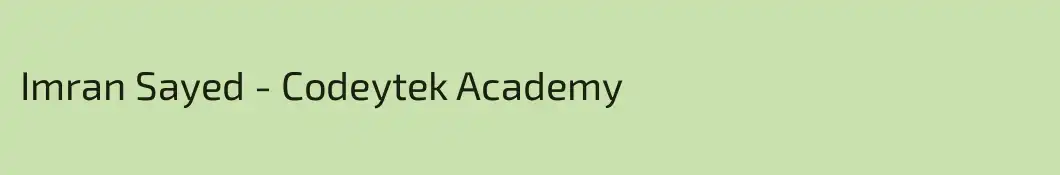 Imran Sayed - Codeytek Academy